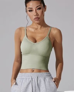 เสื้อชั้นในออกกำลังกายแบบมีสายสปาเก็ตตี้สำหรับผู้หญิง |   เสื้อชั้นในออกกำลังกายแบบไร้ตะเข็บลายริบ |   บราเล็ตแบบเปิดหลังแห้งเร็วสำหรับออกกำลังกาย - Product Image 1