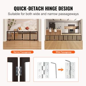 Barrera para Mascotas de Interior de 24 Pulgadas de Alto x 80.3 Pulgadas de Ancho, Puerta Plegable de 4 Paneles, Valla Ajustable y Versátil para Perros, Puertas y Corrales Amplios para Mascotas - Product Image 3