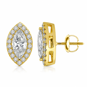 เครื่องประดับฮิปฮอปสุดหรูสำหรับทุกเพศ ทองคำแท้ 14K ทรงมาร์คีส์ ประดับเพชรโมอิสซาไนต์ VVS แบบสั่งทำพิเศษ ต่างหูแบบเกลียวพร้อมขอบเพชร ไอเดียของขวัญ - Product Image 1