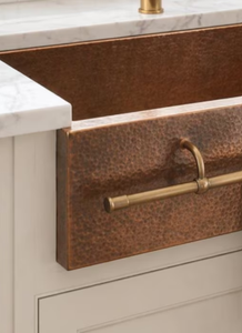 Fregadero de cocina de latón hecho a mano con borde de latón, barra para toallas, delantal frontal, lavabo cuadrado, estilo italiano, lujo personalizado, estilo rústico. - Product Image 5