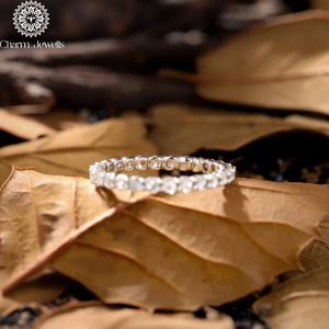 Charm_Jewells Moissanite <b>Eternity</b> Band <b>Ring</b> Round Brilliant Cut Pave Setting 925 <b>Silver</b> Women's Classic Engagement <b>Ring</b> - Product Image 1