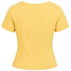 Yellow Women <b>Two</b> <b>Piece</b> Shorts <b>Set</b> Square Neck Button Crop Top Floral Embroidery Casual Summer Cotton <b>Lounge</b> Wear Custom Outfit - Product Image 2