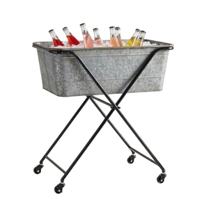Seau à glace en métal galvanisé avec support, bac à boissons pour fêtes en extérieur, refroidisseur à vin pour événements et bars - Product Image 3