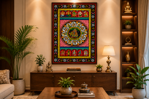 Radha <b>Krishna</b> Pattachitra <b>Painting</b> | Traditional Indian Folk Art Wall Decor | Handmade Ethnic Mythological Artwork - Product Image 3