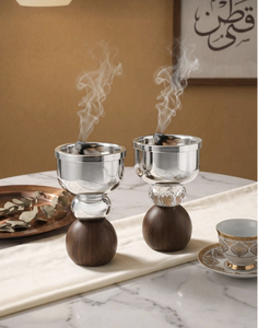 Luxury Wooden Base <b>Bakhoor</b> <b>Burner</b> with Metal Incense Cup Modern Charcoal Incense Holder for Home Decor & Gifting - Product Image 2