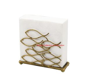 Servilletero de diseño floral de Metal dorado para mesa de comedor y cocina, dispensador decorativo, tejido de hierro para restaurante en casa - Product Image 1