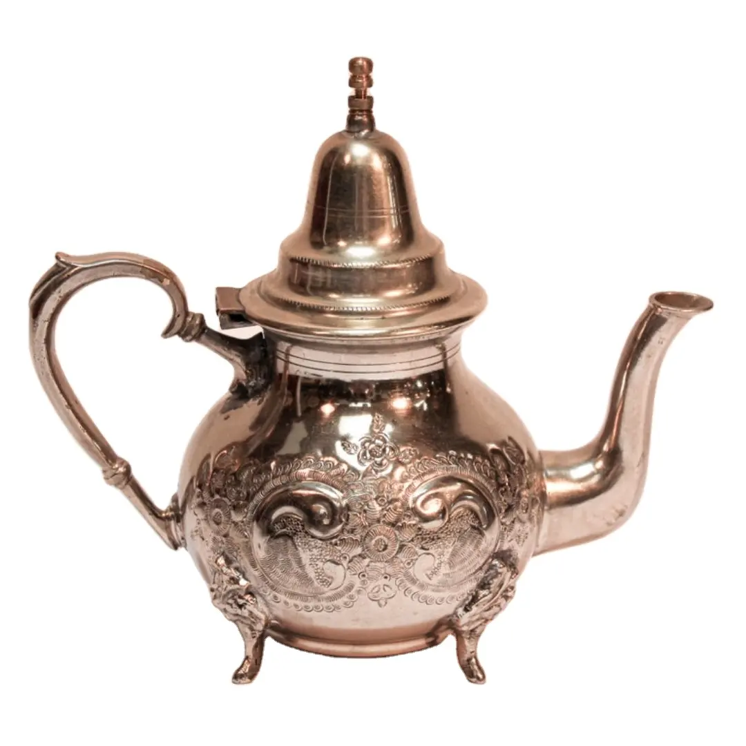Brass Mughlai Style Teapot with Lid & Lining Inside Serve Designer Handle for kitchen Brass color modern design brass tea pot