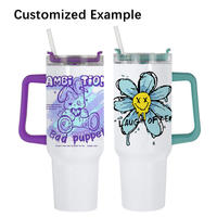 Gobelet isotherme de 40 oz en acier inoxydable à double paroi avec poignée et paille, vierge pour sublimation, en métal, vente en gros