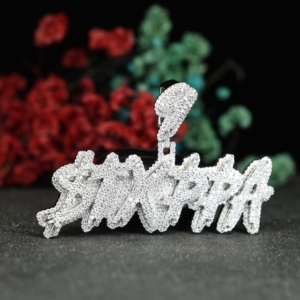 จี้ตัวอักษรฮิปฮอปผู้ชายสั่งทำพิเศษ เงินแท้ 925 ชุบแพลตตินั่ม ประดับเพชรโมอิสซาไนต์ VVS แบบสองชั้น - Product Image 1
