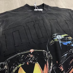 DUAA nueva camiseta de manga corta perforada con diamantes de imitación estilo americano vintage para hombre, tendencia de verano - Product Image 4