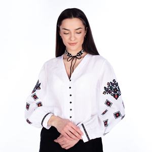 คอลเลกชั่นใหม่เสื้อเบลาส์ลายดอกไม้ยาวคลุมเข่าผ้าฝ้ายธรรมชาติทำด้วยมือสำหรับศิลปินชาวโรมันที่มีชื่อเสียง - Product Image 2