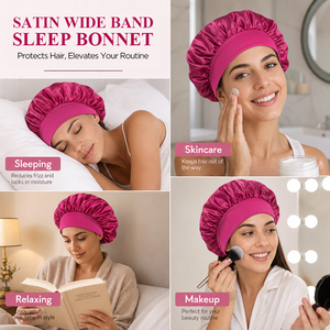 Bonnet de Douche et Bonnet de Nuit en Acrylique Satiné Personnalisable avec Logo, Tendance Classique, Grande Taille, Bande Large, Unisexe, Motif à Pois Décontracté - Product Image 6
