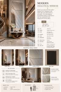 Espejo de Pared con Rayas, Diseño de Guijarros, Espejo Decorativo para Baño, Dormitorio, Sala de Estar, Moderno y Elegante, Montado en la Pared, 24*32 Pulgadas - Product Image 5