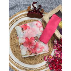 Hermoso Sari de Chifón 100% Seda con Estampado Floral y Adornos de Diamantes para Fiestas y Ocasiones Especiales - Product Image 2
