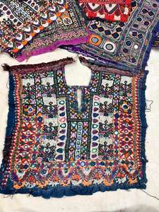 Indian Vintage Banjara Front Dressing Neck Yoke Patch Handmade <b>Mirror</b> Work Embroidery on Cotton for Embellishing Clothing - Product Image 2