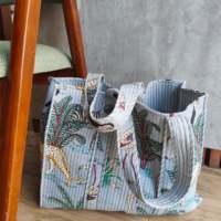 Sac fourre-tout matelassé pour femme en coton indien 100% uni, fait main, avec fermeture éclair, respectueux de l'environnement