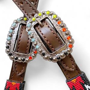 Ensemble de cuirasse de course de chevaux équestres western personnalisable matériau en cuir avec sangle de flétrissement perlée utilisation d'équitation - Product Image 4