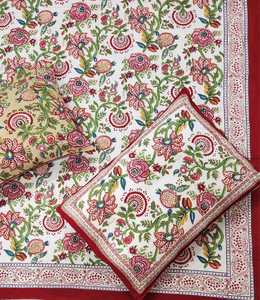 Drap de lit en pur coton avec motif imprimé au bloc à la main style bohème, couvre-lit doux pour la décoration intérieure, disponible en tailles King et Double - Product Image 4