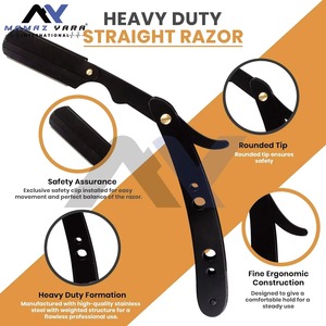 Rasoir droit professionnel noir pour barbier, finition 100 % acier inoxydable, sécurité supérieure, style rasoir à lame unique - Product Image 5