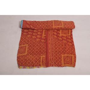 Bohemian Indian Kantha <b>Quilt</b> Vintage Floral Printed Handmade Cotton Reversible Bedspread <b>Throw</b> Blanket - Product Image 3