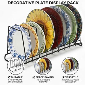High Modern 9-Section Stainless Steel Plate Stand for Kitchen Cabinet Countertop | <b>Dish</b> Organizer <b>Rack</b> | Durable Portable - Product Image 5