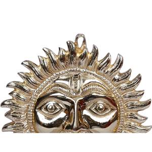 Statue murale en laiton faite à la main Sun Face plaqué or article fabriqué en Inde - Product Image 2