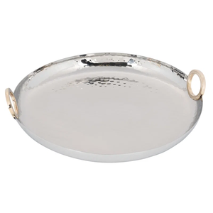 Modern Stainless Steel Serving Tray with Gold <b>Ring</b> Handles Luxury Silver Decorative Platter Rectangular Metal Coffee Table Tray - Product Image 5