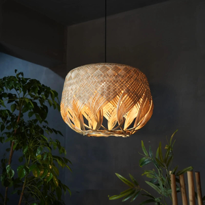 Lámpara Colgante Hecha a Mano de Alta Calidad, de Mimbre y Bambú, para Decoración de Sala de Estar u Hotel, Base E26 - Product Image 4