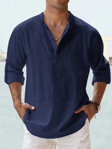 Vente <span class=keywords><strong>en</strong></span> gros de sweat-shirts <span class=keywords><strong>en</strong></span> <span class=keywords><strong>lin</strong></span> pour hommes, tailles S-5XL, manches longues, couleur unie, coupe ample, col montant, t-shirt confortable <span class=keywords><strong>en</strong></span> coton - Product Image 6