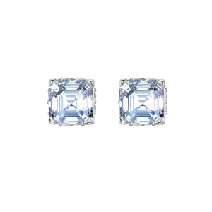 Asscher Cut <b>Moissanite</b> Stud <b>Earrings</b> 925 Sterling Silver Rhodium Plated Fine Jewelry Unisex Trendy Minimalist Gift Stud <b>Earrings</b> - Product Image 3