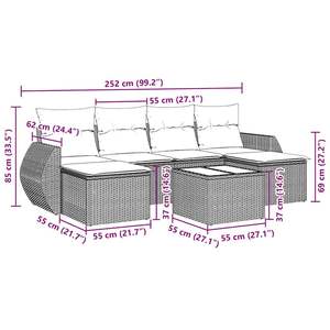 Conjunto de Sofá de Jardín de Ratán PE Negro con Elementos de Acero con Recubrimiento en Polvo y Vidrio Templado - Product Image 3