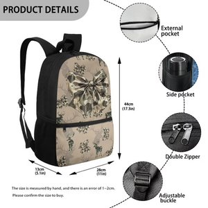 <b>Large</b> Capacity Sports Waterproof Backpack with Deer Print <b>Bow</b> Design 14 Inch Laptop Compartment Polyester Travel Backpack - Product Image 3