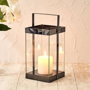 Wholesale Gloss Black Metal Glass <b>Hurricane</b> <b>Candle</b> Holder Tabletop Vase for Home and Events Decorations - Product Image 2