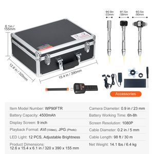 Telecamera per Ispezione Fognature Autolivellante da 9 Pollici con Localizzatore 512Hz, Zoom 36X, Endoscopio Industriale per Impianti Idraulici, 30 m - Product Image 5