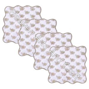 100% Cotton Hand Block Printed <b>Table</b> Scallop Napkin Sets - Product Image 1