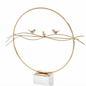 Escultura de Anillo de Aluminio Hecha a Mano, Pájaros Pequeños, Arte Decorativo de Mesa, Ecológico, Moderno, Decoración de Lujo para el Hogar, Centro de Mesa para Sala de Estar - Product Image 1