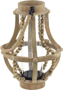Wholesale Supply Beige Reclaimed Wood Beaded <b>Lantern</b> <b>Candle</b> Holder for Home and Hotel Decoration Fancy <b>Candle</b> Holder - Product Image 4