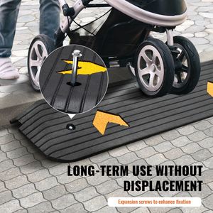 Rampe de seuil en caoutchouc améliorée de 1 pouce de hauteur, antidérapante, pour fauteuil roulant, rampe de trottoir, capacité de charge de 33069 lb, couleur naturelle - Product Image 5
