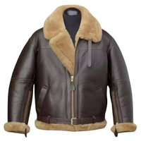 Blouson Bomber Décontracté en Cuir Véritable pour Homme, Col Rabattu, Doublure en Fausse Fourrure, Respirant, Fermeture Éclair, Broderie Hiver
