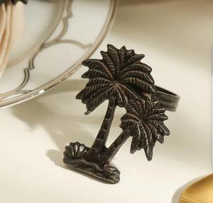 Anneau de serviette en alliage de zinc motif palmier, design vintage, 4,5 cm, décoration de table durable - Product Image 5