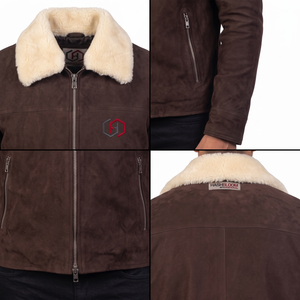 Veste en daim pour homme Hashbloom International Premium, coupe-vent, col en peau de mouton, doublure en fausse fourrure, fermeture éclair personnalisée OEM, hiver - Product Image 4