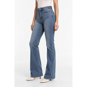 Jean en denim coupe bootcut taille haute pour femme avec languettes de taille ajustables - Bleu ardoise, coupe skinny, logo brodé, tailles XXS-XL - Product Image 3