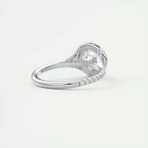 Anillo de compromiso con halo francés de diamante cultivado en laboratorio de corte redondo de 2.50 quilates con puntas en miniatura en oro blanco de 14 quilates. - Product Image 5