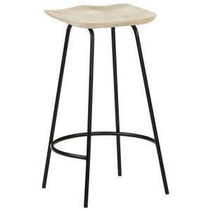 Ensemble de 2 tabourets de bar en bois blanchi et métal noir - Product Image 5