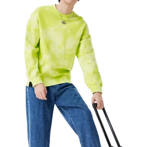 Sweat-shirt unisexe surdimensionné en tricot tie-dye, col rond, style décontracté, vêtement d'été, manches régulières, vert jaune - Product Image 5