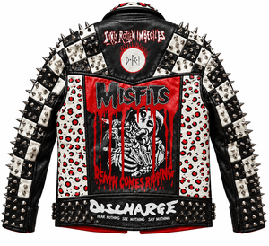 Chaqueta de Motociclista de Cuero Genuino para Mujer MH, Manga Larga, Decorada con Remaches y Parches, Cierre de Cremallera, Cuello Camisero, Estilo Otoñal - Product Image 4