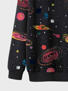 Sudadera con Capucha para Hombre, Estampado NASA, Talla Grande, Casual, Negra, Corte Regular, Invierno, Tejida, Servicio OEM, 100% Algodón, Envío Rápido - Product Image 5