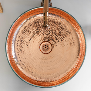 Lavabo de Cobre Verde Verdigris, Lavabo de Cocina o Baño Estilo Rústico, Lavabo de Cobre Hecho a Mano, Lavabo Decorativo con Pátina - Product Image 2