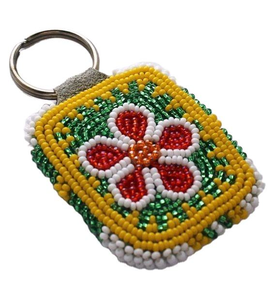 Luxury New Design Multi-Color Beaded Flower Keychain Trendy Bag Accessory <b>Key</b> Fob with Classic Style Embroidery Accessory - Product Image 1