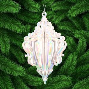 Décoration de Noël et du Nouvel An, finition or antique, argent, peinture grise, noir brillant, blanc, plaqué iridescence, acrylique 3D, ornement en filigrane - Product Image 6